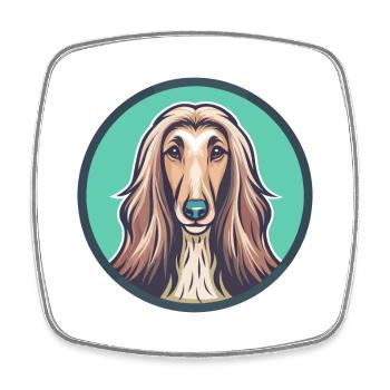 Lévrier afghan chien race dessin animé Kawaii Clipart animal de compagnie - Magnet carré - blanc - Devant