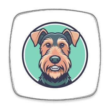 Airedale Terrier Chien Race Dessin animé Kawaii Clipart - Magnet carré - blanc - Devant