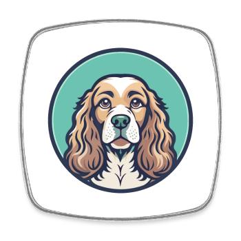 Cocker américain Spaniel Chien Race Dessin animé Kawaii - Magnet carré - blanc - Devant