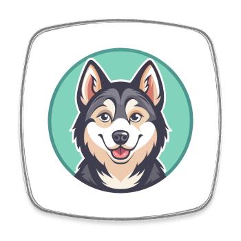Alaskan Klee Kai Dog Breed Cartoon Kawaii Clipart - Square fridge magnet - white - Front
