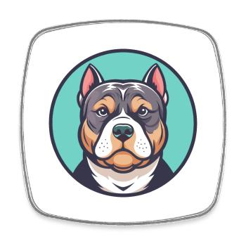 American Bully chien race dessin animé Kawaii Clipart - Magnet carré - blanc - Devant