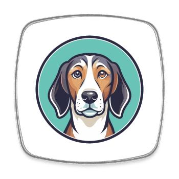 Amerikanischer Foxhound Hunderasse Cartoon Kawaii Clipart - Viereckiger Kühlschrankmagnet - Weiß - Vorne