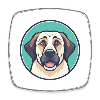 Anatolian Shepherd Dog Breed Cartoon Kawaii - Square fridge magnet - white - Front