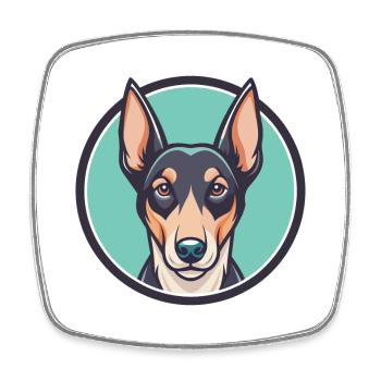 Chien courant andalou race chien dessin animé Kawaii Clipart - Magnet carré - blanc - Devant