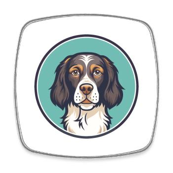 Auvergne Pointing Dog Breed Cartoon Kawaii Clipart - Square fridge magnet - white - Front