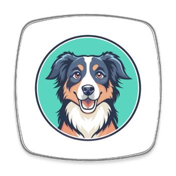 Berger australien chien race drôle dessin animé Kawaii - Magnet carré - blanc - Devant