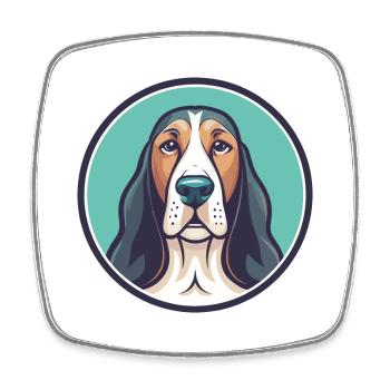 Basset Bleu De Gascogne Dog Breed Cartoon Kawaii - Square fridge magnet - white - Front