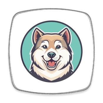 Akbash Hund Rasse Cartoon Kawaii Clipart Tier Haustier - Viereckiger Kühlschrankmagnet - Weiß - Vorne