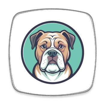 Bouledogue américain chien race dessin animé Kawaii Clipart - Magnet carré - blanc - Devant