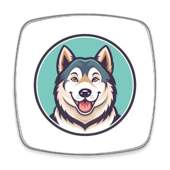 Argentinische Polar Hund Rasse Cartoon Kawaii Clipart - Viereckiger Kühlschrankmagnet - Weiß - Vorne