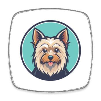 Australian Silky Terrier Dog Breed Cartoon Kawaii - Square fridge magnet - white - Front
