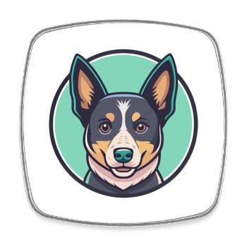 Australische Stumpy Tail Cattle Dog Rasse Karikatur - Viereckiger Kühlschrankmagnet - Weiß - Vorne