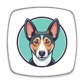 Basenji Dog Breed Cartoon Character Kawaii Clipart - Square fridge magnet - white - Front