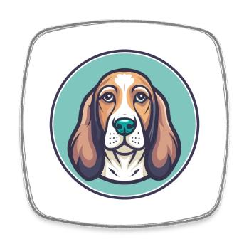 Basset Fauve De Bretagne Dog Breed Cartoon Kawaii - Square fridge magnet - white - Front