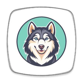 Alaskan Husky Dog Breed Cartoon Kawaii Clipart Pet - Square fridge magnet - white - Front