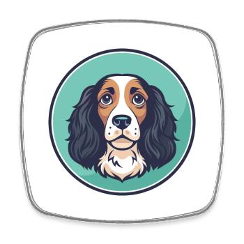 Alpine Spaniel Dog Breed Cartoon Kawaii Clipart - Square fridge magnet - white - Front
