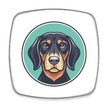 Österreichischer schwarzer und brauner Hund Rasse Cartoon Haustier - Viereckiger Kühlschrankmagnet - Weiß - Vorne
