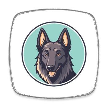 Belge Groenendael Race Chien Drôle Dessin animé Kawaii - Magnet carré - blanc - Devant