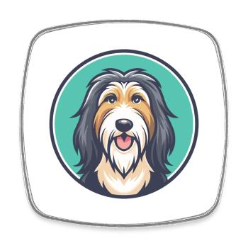 Bearded Collie Chien Race Dessin animé Kawaii Clipart - Magnet carré - blanc - Devant