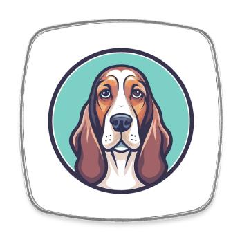 Basset Hound Hund Rasse Cartoon Kawaii Clipart Haustier - Viereckiger Kühlschrankmagnet - Weiß - Vorne