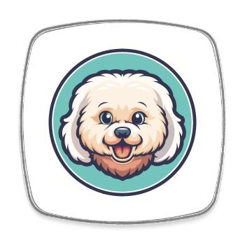 Bichon frisé chien race dessin animé Kawaii Clipart animal de compagnie - Magnet carré - blanc - Devant