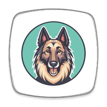 Belgian Tervuren Dog Breed Cartoon Kawaii Clipart - Square fridge magnet - white - Front