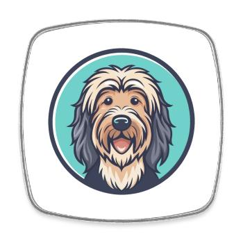 Bergamasco Schäferhund Rasse Lustige Karikatur Kawaii - Viereckiger Kühlschrankmagnet - Weiß - Vorne
