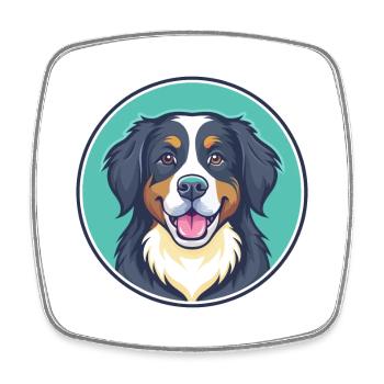 Berner Laufhund Hunderasse Cartoon Kawaii Clipart - Viereckiger Kühlschrankmagnet - Weiß - Vorne