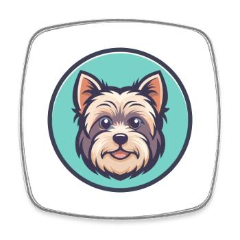 Bichon Yorkie Dog Breed Cartoon Kawaii Clipart Pet - Square fridge magnet - white - Front