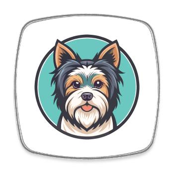Biewer Terrier Dog Breed Cartoon Kawaii Clipart - Square fridge magnet - white - Front