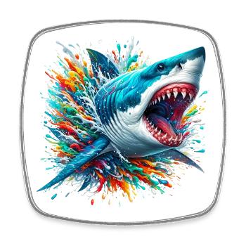 Requin - Magnet carré - blanc - Devant