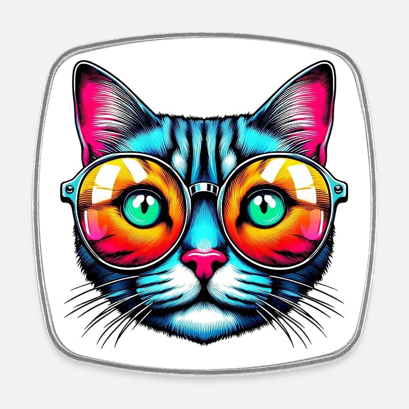 Chat avec des lunettes de soleil - Magnet carré - blanc