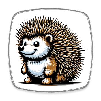 Igel - Viereckiger Kühlschrankmagnet - Weiß - Vorne