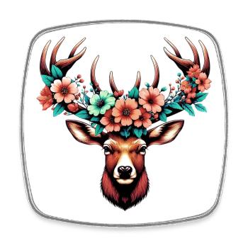 Deer with Flowers - Square fridge magnet - white - Front