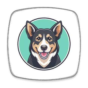 Schwarz Tan Hund Rasse Cartoon Kawaii Clipart Tier - Viereckiger Kühlschrankmagnet - Weiß - Vorne