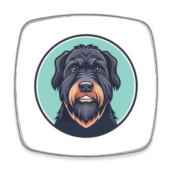 Noir Russe Terrier Chien Race Dessin Animé Kawaii Pet - Magnet carré - blanc - Devant