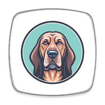 Bloodhound Chien Race Dessin animé Kawaii Clipart Animal - Magnet carré - blanc - Devant