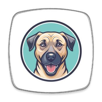 Black Mouth Cur Dog Breed Cartoon Kawaii Clipart - Square fridge magnet - white - Front