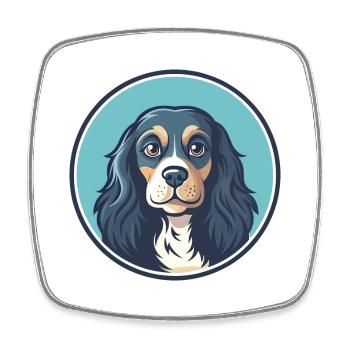 Blue Picardy Spaniel Dog Breed Cartoon Kawaii Pet - Square fridge magnet - white - Front