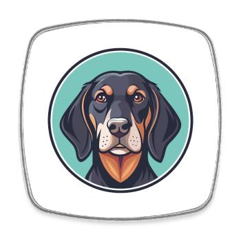 Noir Et Tan Coonhound Chien Race Dessin Animé Kawaii - Magnet carré - blanc - Devant