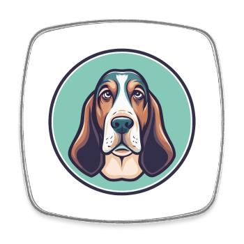 Blue Gascony Basset Dog Breed Funny Cartoon Kawaii - Square fridge magnet - white - Front