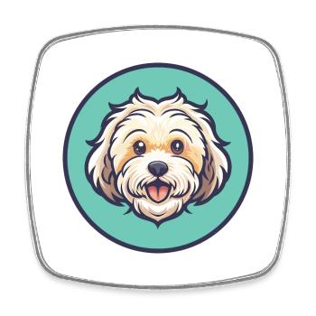Bolognese Hund Rasse Cartoon Kawaii Clipart Tier - Viereckiger Kühlschrankmagnet - Weiß - Vorne