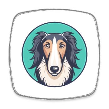 Borzoi Dog Breed Cartoon Kawaii Clipart Animal Pet - Square fridge magnet - white - Front