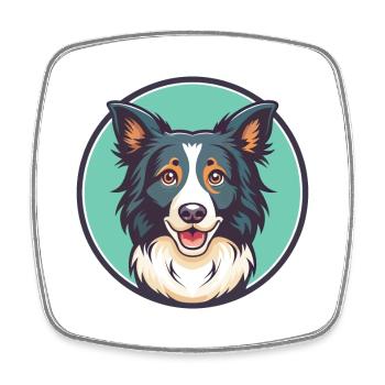 Border Collie Hunderasse Cartoon Kawaii Clipart Haustier - Viereckiger Kühlschrankmagnet - Weiß - Vorne