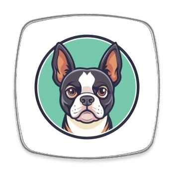 Boston Terrier Hunderasse Cartoon Kawaii Clipart - Viereckiger Kühlschrankmagnet - Weiß - Vorne