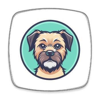Border Terrier Chien Race Dessin animé Kawaii Clipart - Magnet carré - blanc - Devant