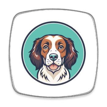 Bretagne Chien Race Coloré Dessin animé Kawaii Clipart - Magnet carré - blanc - Devant
