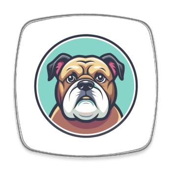 Bouledogue Chien Race Dessin animé Personnage Kawaii Clipart - Magnet carré - blanc - Devant