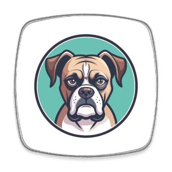 Boxer Hund Rasse Cartoon Kawaii Clipart Tier Haustier - Viereckiger Kühlschrankmagnet - Weiß - Vorne
