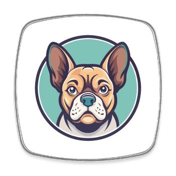 Braque Auvergne Dog Breed Cartoon Kawaii Clipart - Square fridge magnet - white - Front